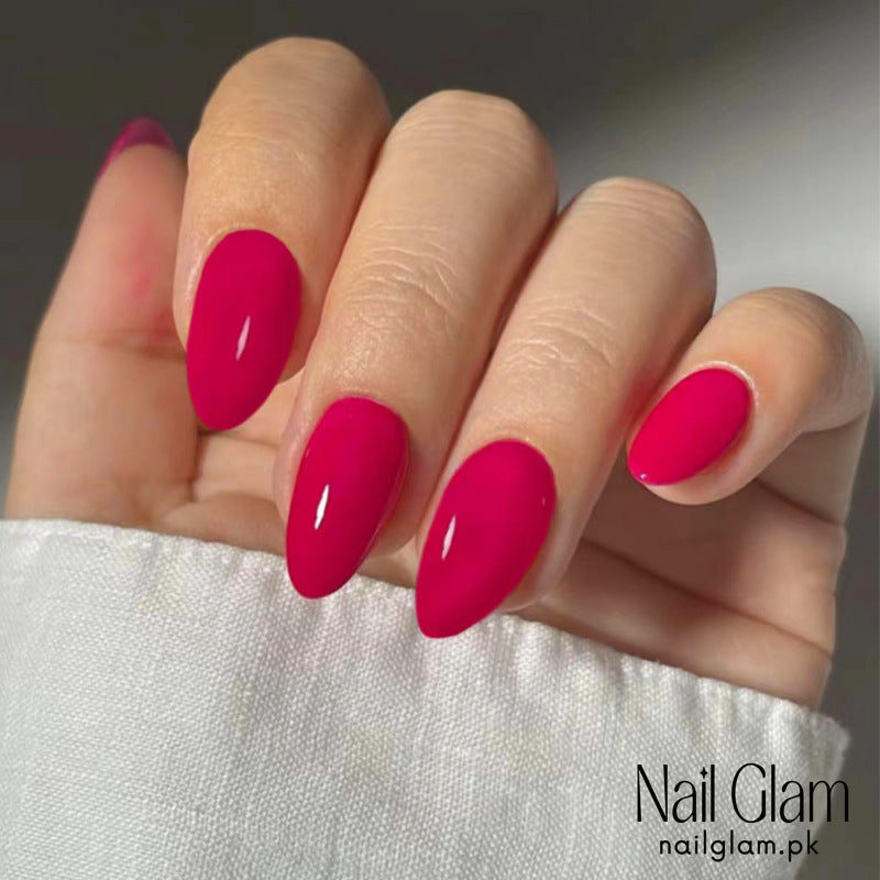 NailGlam 647 - Solid Rose Red (30Pcs) - Application Kit Included
