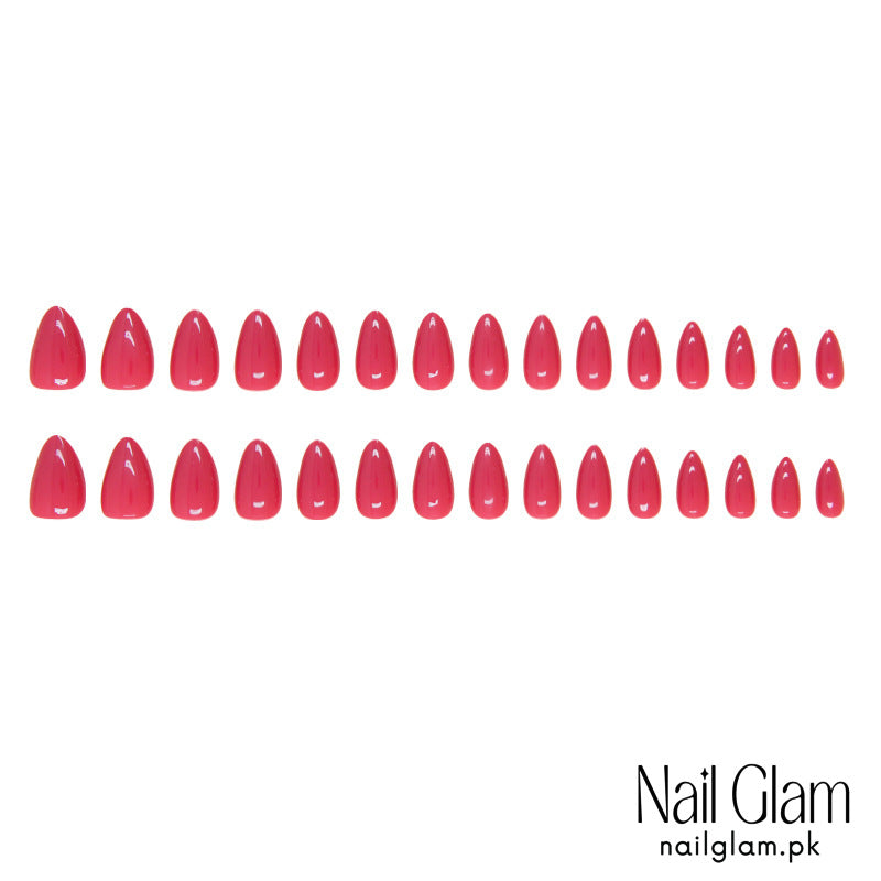 NailGlam 647 - Solid Rose Red (30Pcs) - Application Kit Included