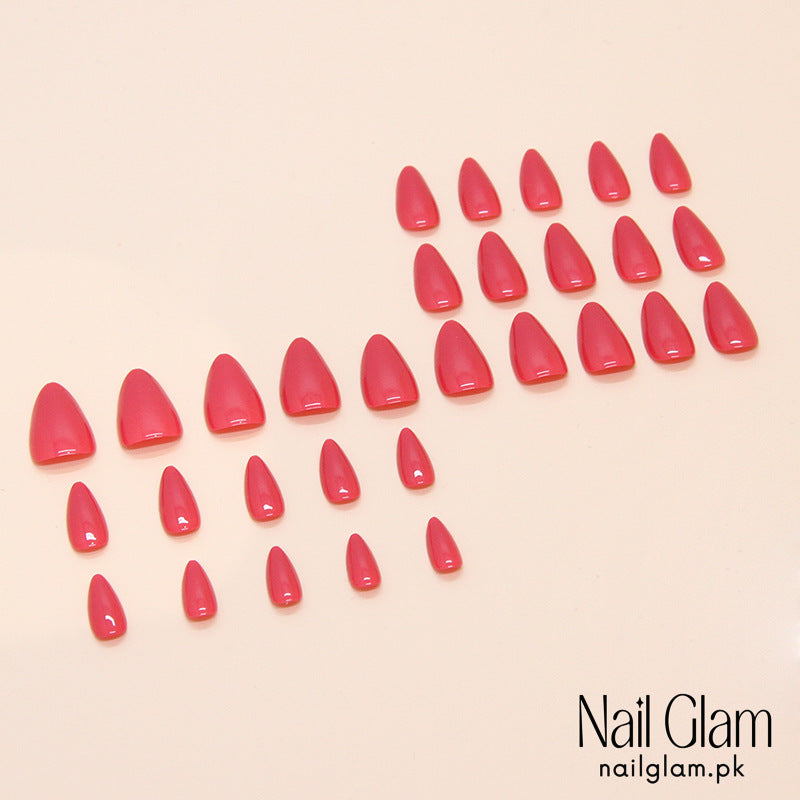 NailGlam 647 - Solid Rose Red (30Pcs) - Application Kit Included