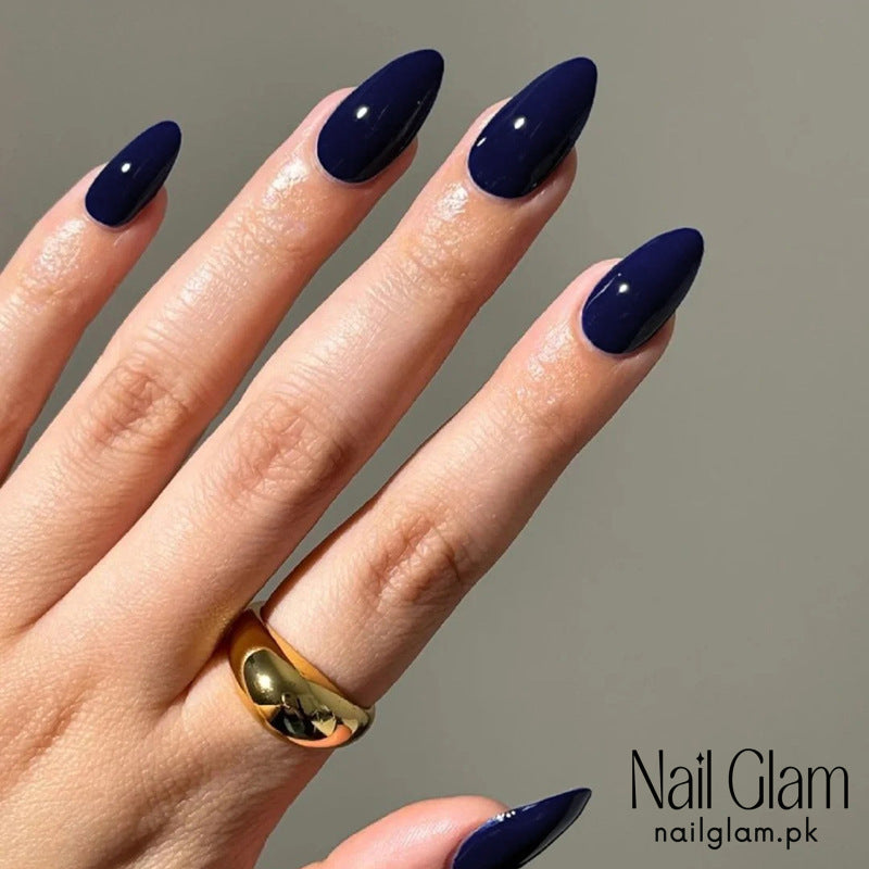 NailGlam649 - Deep Ocean Blue(30Pcs) - Application Kit Included