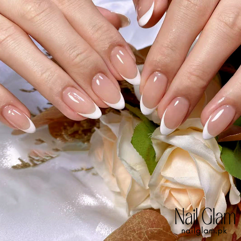 NailGlam650 - Coconut Milk French Style (24Pcs) - Application Kit Included