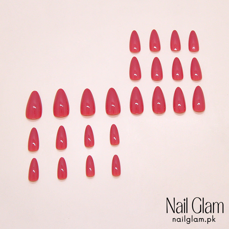 NailGlam653 - Elegant Red Press On Nails (24Pcs) - Application Kit Included