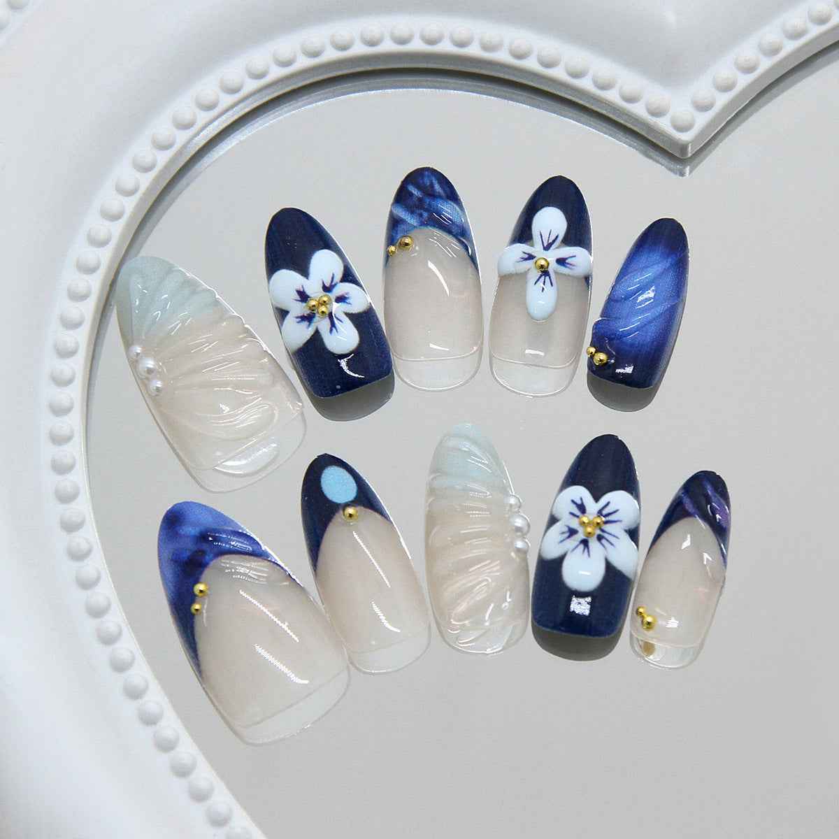 NG840 - Frozen Blue Lotus (30Pcs) - Free Nail Kit Included