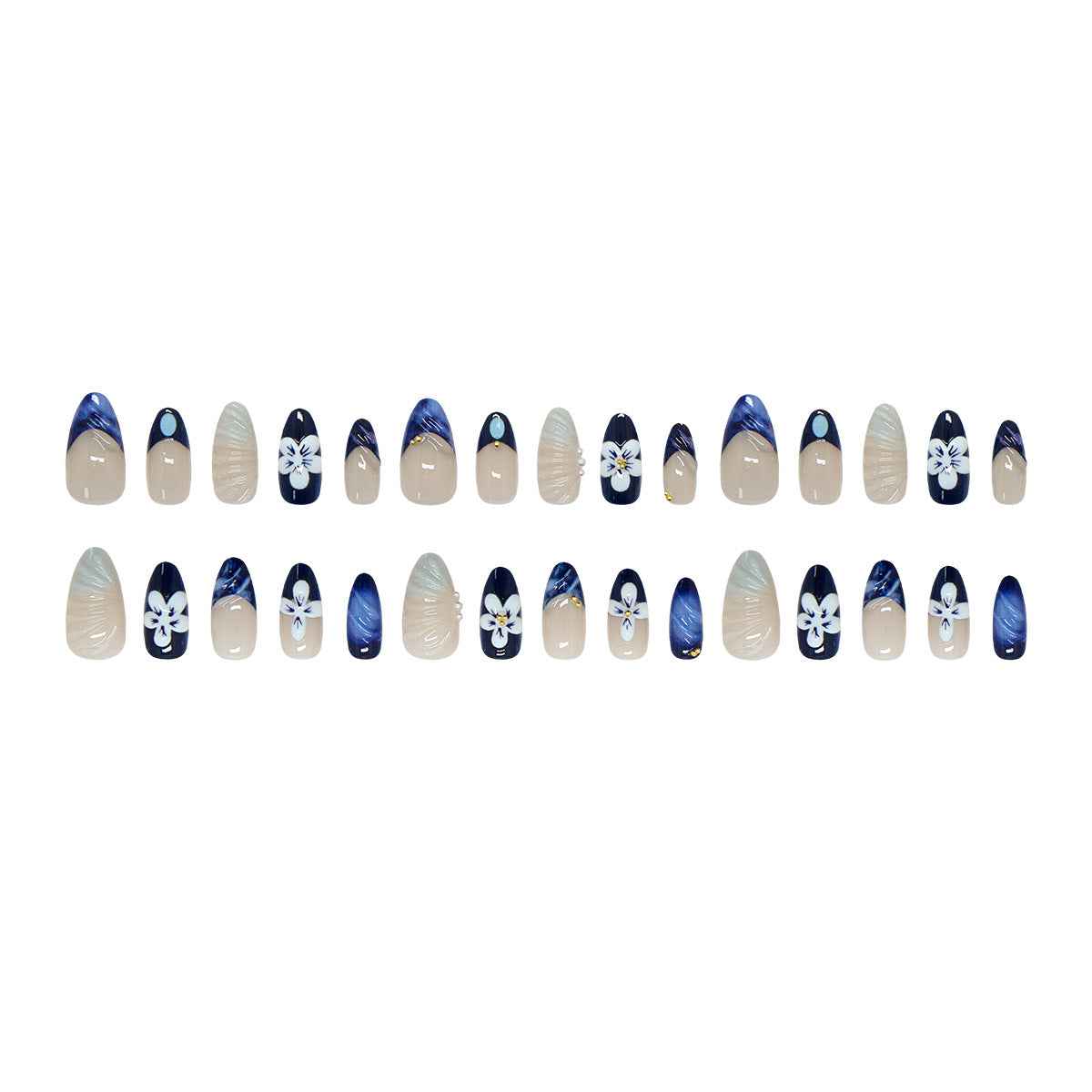 NG840 - Frozen Blue Lotus (30Pcs) - Free Nail Kit Included