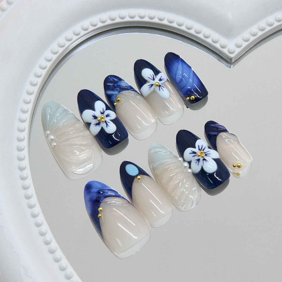 NG840 - Frozen Blue Lotus (30Pcs) - Free Nail Kit Included