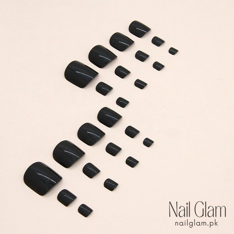 Midnight Square Toe Nails (24Pcs) - Nail Kit Included