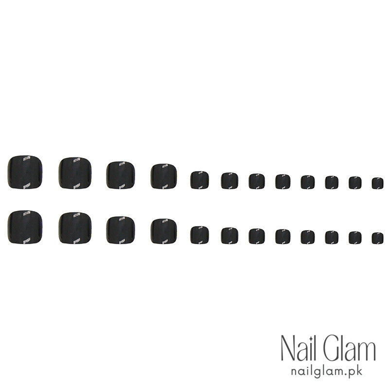 Midnight Square Toe Nails (24Pcs) - Nail Kit Included