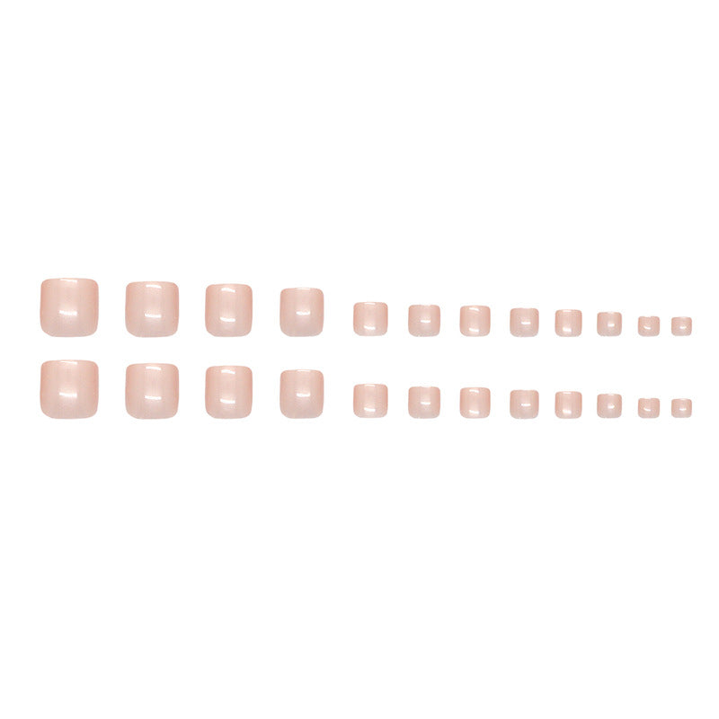 Nail Glam T15 - Pearly Sheen Press-On Toe Nails (24Pcs) - Application Nail Kit Included
