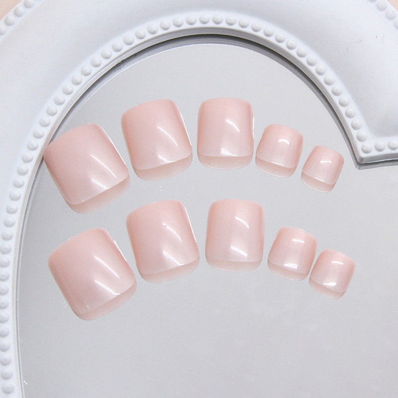 Nail Glam T15 - Pearly Sheen Press-On Toe Nails (24Pcs) - Application Nail Kit Included