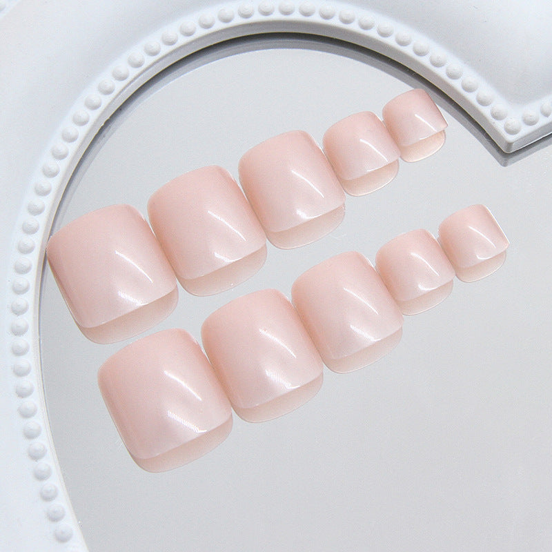 Nail Glam T15 - Pearly Sheen Press-On Toe Nails (24Pcs) - Application Nail Kit Included