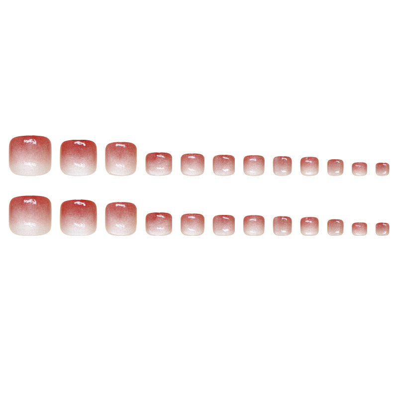 Nail Glam T18 - Gradient Glitter Elegance Press-On Toe Nails (24Pcs) - Apllication Nail Kit Included