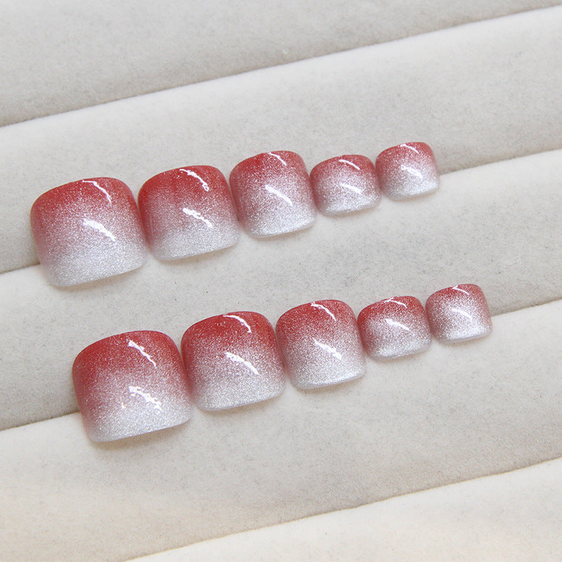 Nail Glam T18 - Gradient Glitter Elegance Press-On Toe Nails (24Pcs) - Apllication Nail Kit Included