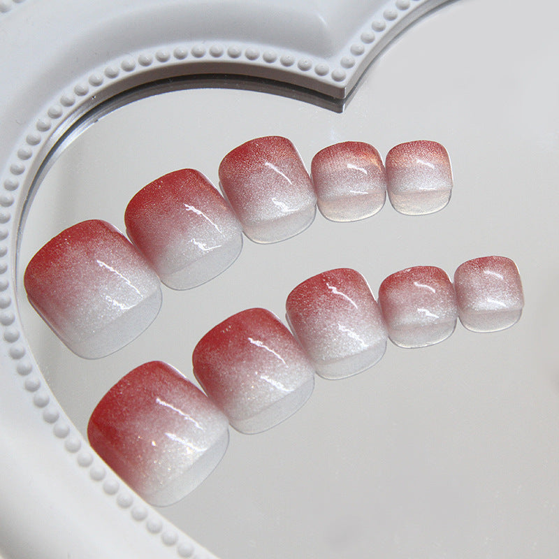 Nail Glam T18 - Gradient Glitter Elegance Press-On Toe Nails (24Pcs) - Apllication Nail Kit Included