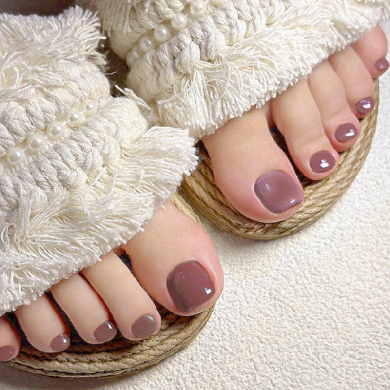 Nail Glam T27 - Mauve Mauve  Press-On Toe Nails (24Pcs) - Application Nail Kit Included