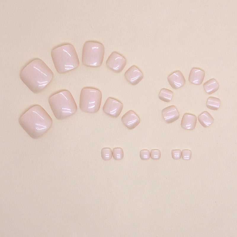 Nail Glam T30 - Pearl Essence Press-On Toe Nails (24 Pcs) - Application Kit Included