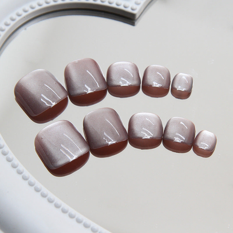 Nail Glam T29 - Mauve Rose Press-On Toe Nails (24Pcs) - Apllication Nail Kit Included