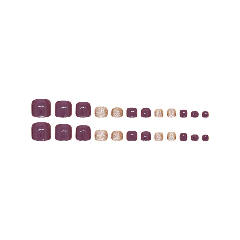 Nail Glam T32 - Royal Purple  Press-On Toe Nails (24Pcs) - Application Kit Included