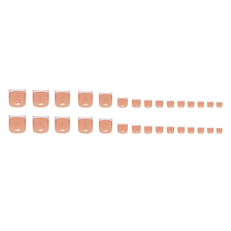 Nail Glam T35 - Gentle French Press-On Toe Nails (24Pcs) - Application Nail Kit Included